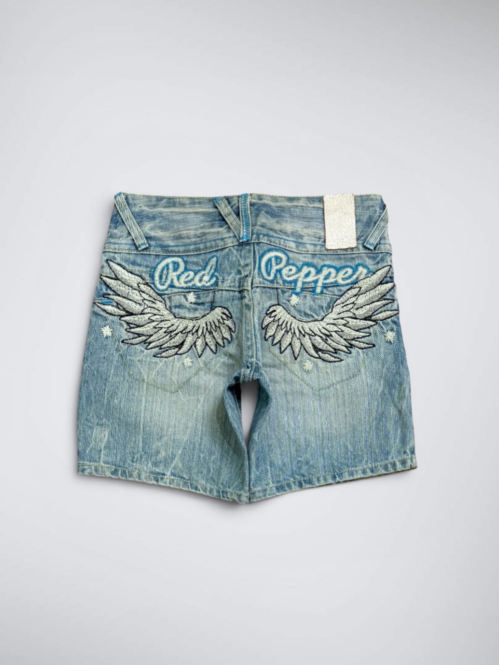 RARE VINTAGE Red Pepper Ultra Low Rise Angel Wings Denim Jorts Shorts